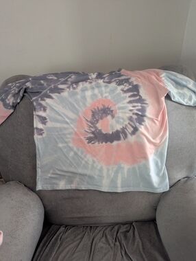 Tie-Dye Long Sleeve Top - Pink, Blue & Gray